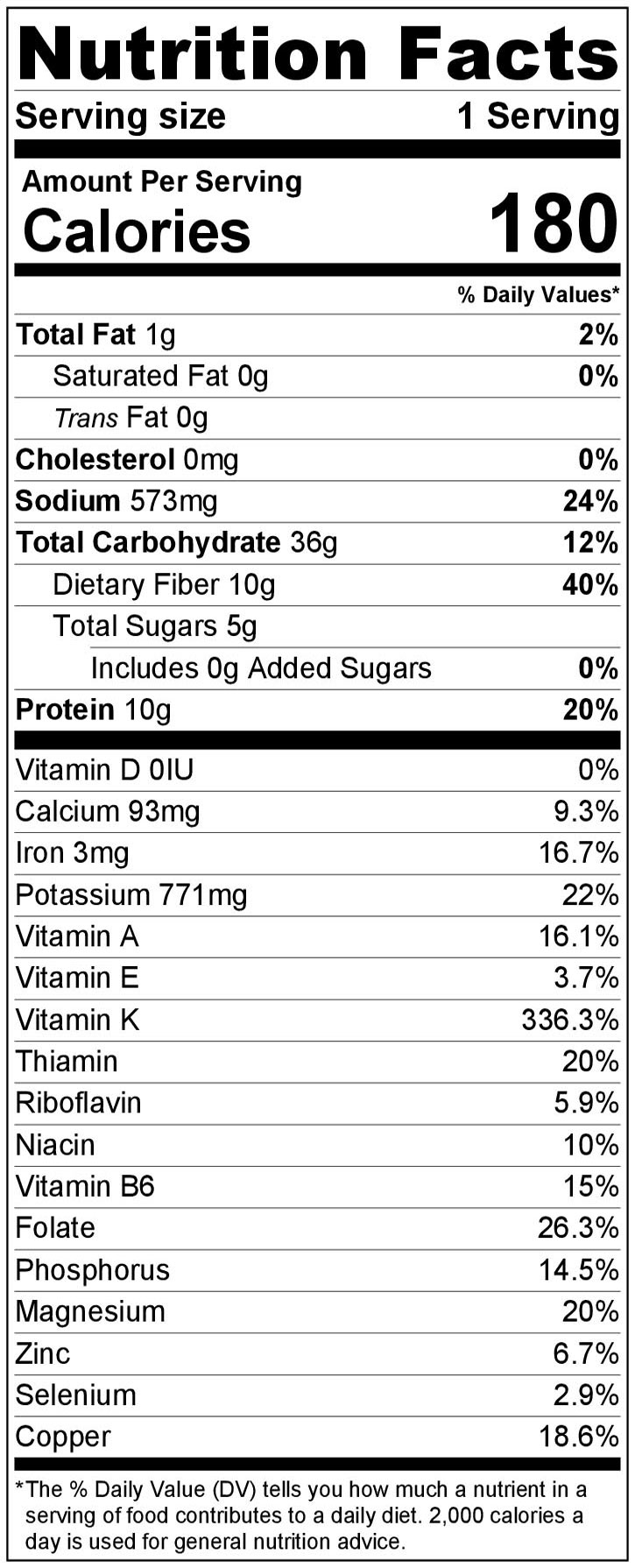 Dan's Split Pea Soup Nutrition Facts