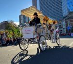 The Caroline eCarriage enters Benjamin Franklin Parkway on Thanksgiving Day, 2023